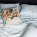 A bed with a machine washable Sag Harbor Peacock Organic Sheets pillow and John Robshaw organic cotton bedding. - 28362871144494