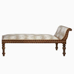 An ornate Chand Clay Daybed with a patterned upholstered seat and antique bone inlay furniture by John Robshaw. - 29050005520430