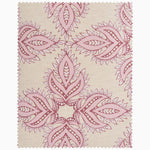 A Dasati Lotus Duvet Set by Duvets & Shams, made of pink linen fabric with a floral pattern. - 28799526567982