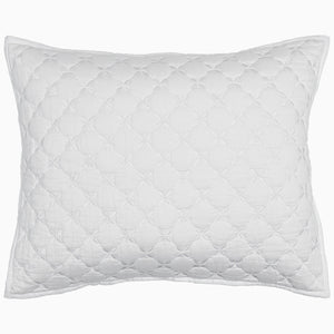 A John Robshaw Layla White Quilt on a cotton voile background.