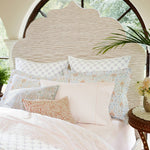 A pink and white Layla Lavender Quilt made of cotton voile, adorned with pillows, inspired by the Mughal gardens, and quilted for extra coziness. (Brand Name: John Robshaw) - 28795949187118