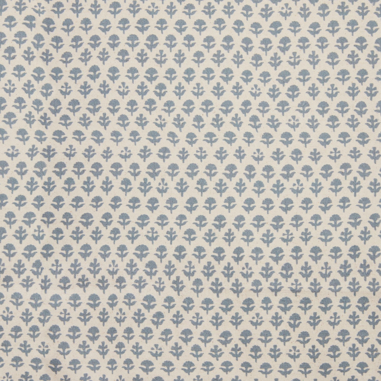 A John Robshaw Bindi Slate Fabric with a blue and white floral pattern.