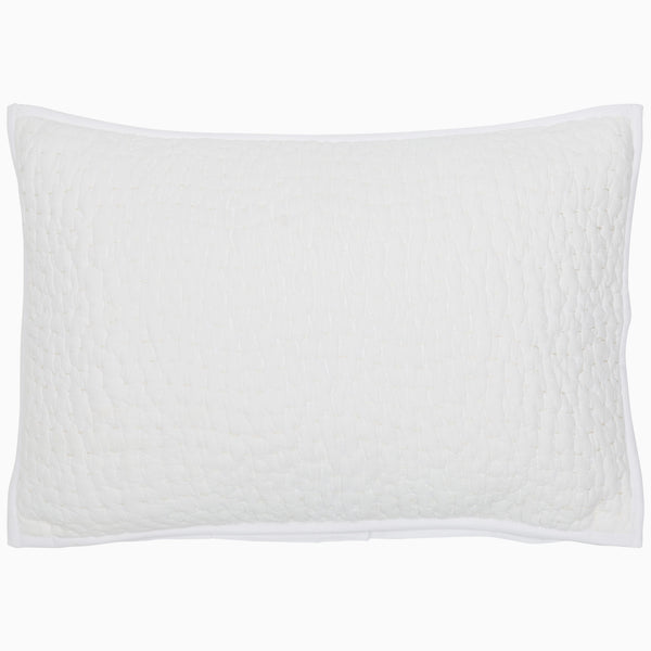 Hand Stitched White Kidney Pillow Main