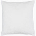 A John Robshaw Hand Stitched White Decorative Pillow on a white background, hand stitched for durability. - 28218605109294