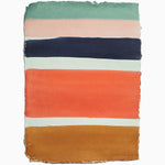 A vibrant piece of Coral Stripe paper featuring colorful stripes in orange, blue, and green by John Robshaw. - 29230062567470
