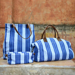 Three Vintage Stripe Duffle Bags by John Robshaw on a table. - 6601745170478