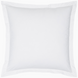 An Anketi White Organic Sheet Set by John Robshaw, featuring hand embroidered designs, made from organic cotton percale and long-staple fibers, placed on a white background.