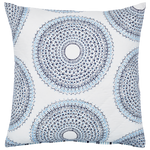 A blue and white Lapis Quilt with a circular pattern made of cotton voile, hand-quilted by Quilts & Coverlets. - 13607783759918
