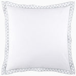 A white pillow with a blue trim, featuring embroidered designs.
Product: Stitched Gray Organic Sheets
Brand: John Robshaw - 30271863586862