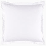 A John Robshaw stitched white organic pillow with embroidered designs on a white background. - 30252495568942
