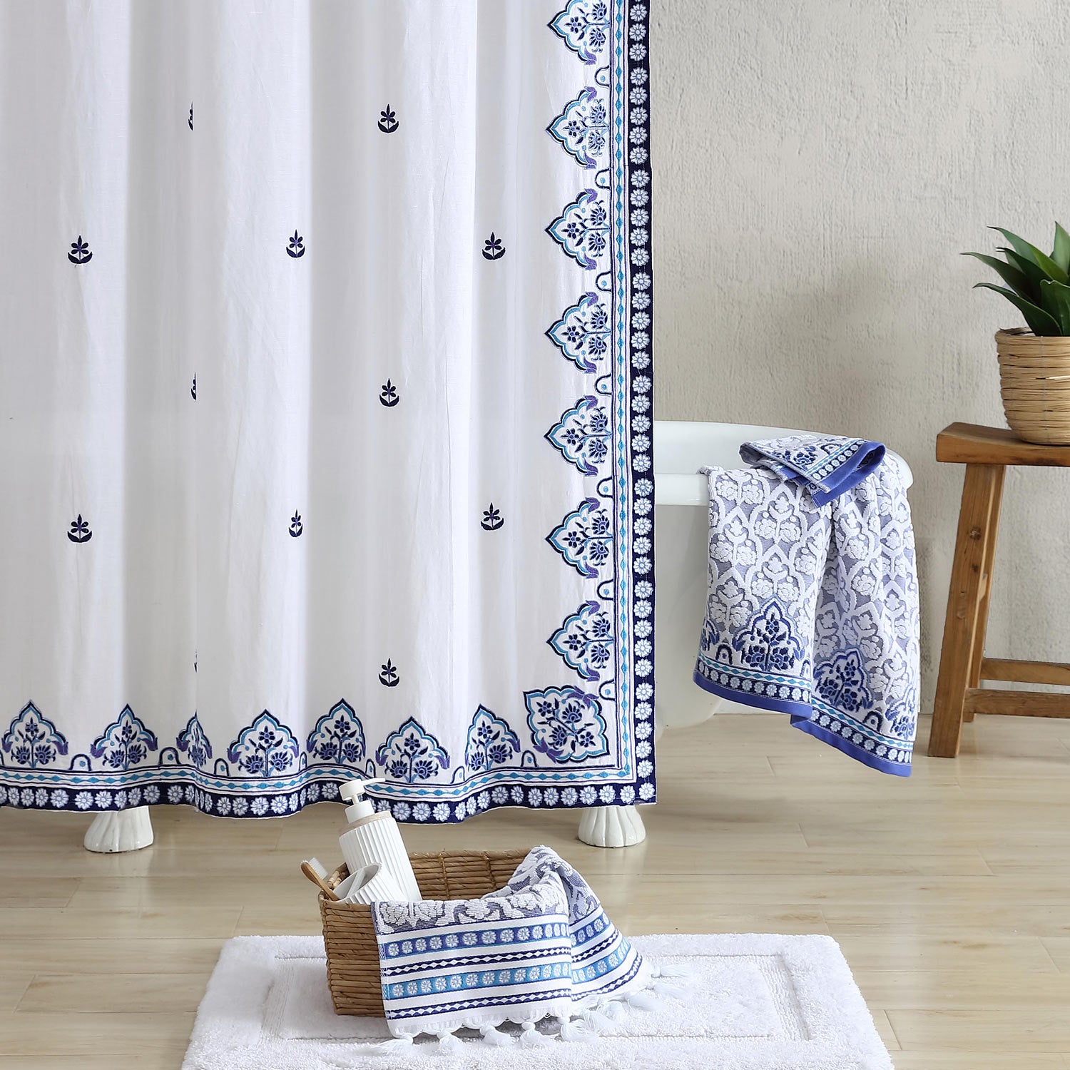 Sheetal Indigo Shower Curtain Main