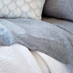 Grey linen duvet cover, hand stitched.
Product: Organic Hand Stitched White Quilt
Brand: Quilts & Coverlets - 15564939329582