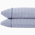 A pair of Kesar Indigo Organic Pillowcases made by Sheets & Cases that are machine washable. - 30253941391406