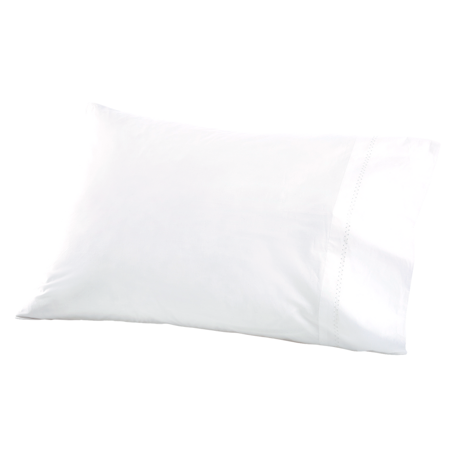 An Anketi White Organic Sheet Set made of long-staple organic cotton percale, adorned with hand-embroidered designs, on a white surface by John Robshaw.