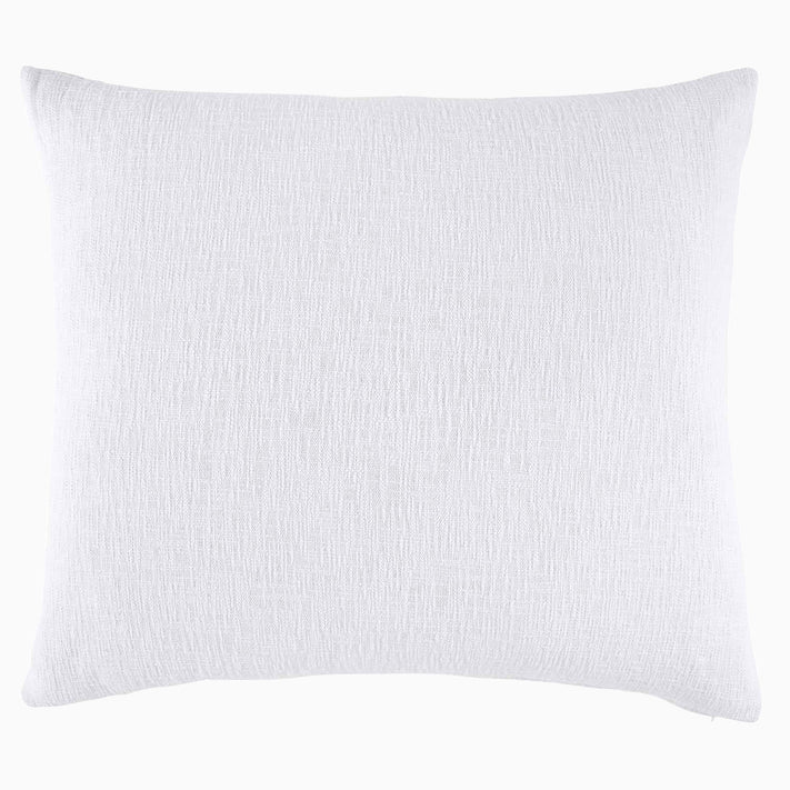 A comfortable John Robshaw Woven White King Euro pillow on a fabric background.