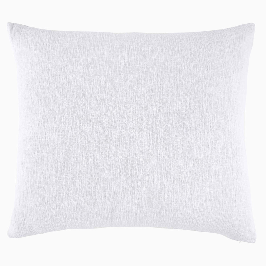 A comfortable John Robshaw Woven White King Euro pillow on a fabric background.