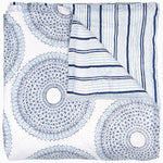 A handcrafted Lapis Quilt with a circular pattern, featuring a vintage woodblock design by John Robshaw. - 28166352928814
