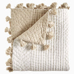 A soft-as-a-cloud Sahati Sand Throw blanket with hand stitched tassels from Throws. - 30252443238446