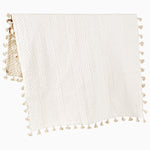 A soft-as-a-cloud Sahati Sand Throw blanket with hand stitched tassels by Throws brand. - 28455935672366