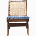 A John Robshaw Armless Easy Chair in Vega Turquoise with a blue woven seat. - 29410471575598