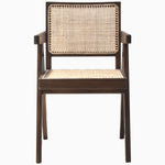 A King Chair in Faris Gray from the John Robshaw Chandigarh project with a rattan seat. - 29410408103982