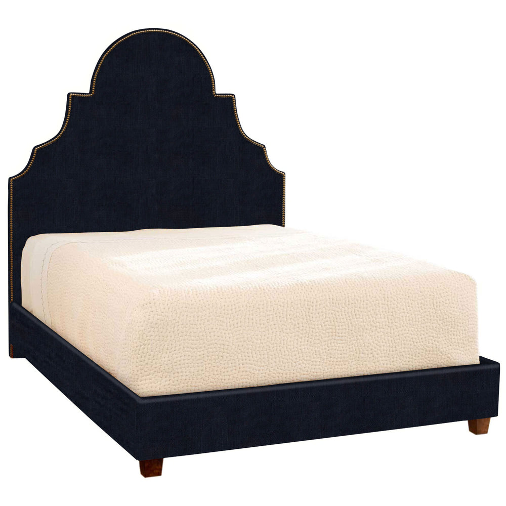 An ornate Custom Dara Bed with a headboard and footboard, available for white glove delivery, by John Robshaw.