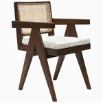 A vintage wooden John Robshaw King Chair in Lanka Clay with a woven seat. - 29410416099374
