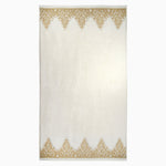 An antique John Robshaw paisley jacquard Nadir Pearl White/ Gold Bath Towel with an ornate design, suitable for a bathroom. - 30253849641006