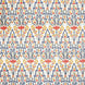 A hand block printed Marmar Kashmir Fabric blue and orange floral pattern on a white background, inspired by Mughal gardens, by John Robshaw.